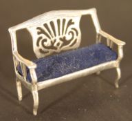 A miniature silver settee