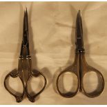 Two pairs of silver handled scissors