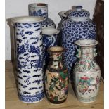 A quantity of 18th century and later Chinese and Japanese porcelain vases