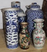 A quantity of 18th century and later Chinese and Japanese porcelain vases