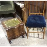 A mahogany leather inset step commode and an Edwardian chair