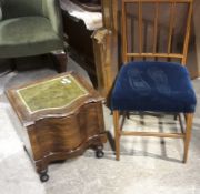 A mahogany leather inset step commode and an Edwardian chair