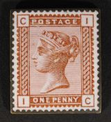 An enamelled postage stamp