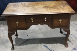 An 18th century chest on stand base (converted to a lowboy)