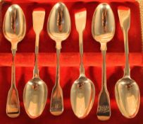 A set of six large Georgian tea/coffee spoons made by William Chawner 1810-1826, London,