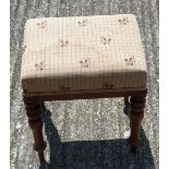A Victorian upholstered mahogany stool