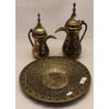 An Egyptian tray and two jugs