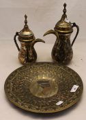 An Egyptian tray and two jugs