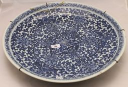 A large 18th century Chinese blue and white charger