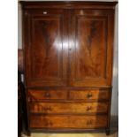 A 19th century inlaid mahogany linen press