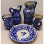 A quantity of decorative blue and white pottery