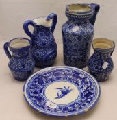 A quantity of decorative blue and white pottery