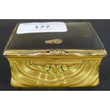 A tortoiseshell inset gilt metal snuff box