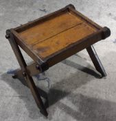 A Victorian oak folding tray table