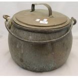 A large 19th century lidded copper pot