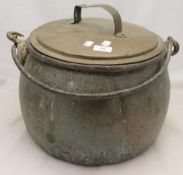 A large 19th century lidded copper pot