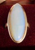 A silver and moonstone ring