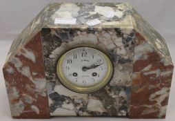 An Art Deco marble mantle clock
