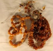 A quantity of amber jewellery
