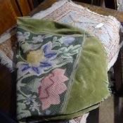 A Turkish mat and needle work cushion cover