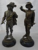 A pair of large spelter figures of cavaliers