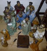A quantity of Japanese stoneware figures