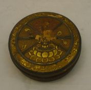 An Oriental round lacquered box