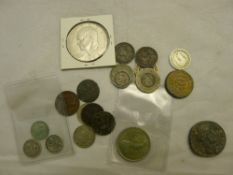 A bag of silver coins etc