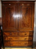 A 19th century inlaid mahogany linen press