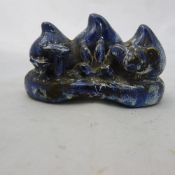 A Chinese blue porcelain brush rest