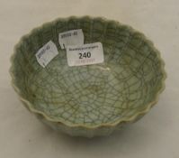 A Chinese crackle glaze green bowl