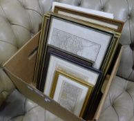 A quantity of various framed maps and a book on early maps