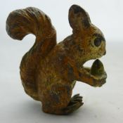 A cold painted bronze squirrel