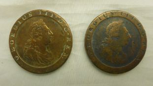 Two George III cartwheel pennies