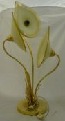 A 1960s glass lamp formed as lilies