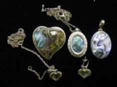 A quantity of silver and abalone shell jewellery