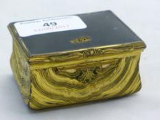 A tortoiseshell inset gilt metal snuff box