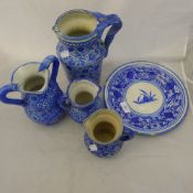 A quantity of decorative blue and white pottery