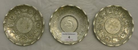 A set of three Chinese coin dishes