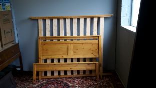 Two modern pine double bed frames