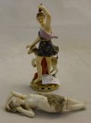 A Derby figure of a shepherdess and another