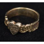 A Georgian unmarked gold In Memorium ring Centred with an initial heart,