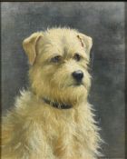 DECORATIVE SCHOOL (20th century) Portrait of a Terrier Oil on artist's board 21 x 26.