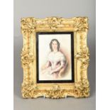 JOSEPHINE SEAGER (19th century) British Portrait Miniature of a Young Lady Watercolour and