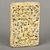 A 19th century Canton carved ivory card case Of typical form,