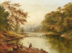 S BURROWS (19th century) On the Dee at Llangollen, North Wales Oil on canvas Signed 39 x 29 cm,