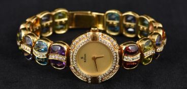 A H Stern 18 ct gold diamond set lady's wristwatch Of circular form,