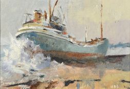 HERCULES BRABAZON BRABAZON (1821-1906) British Fishing Boat Oil on board Signed with initials 34.
