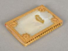 An early 19th century Palais Royale mother-of-pearl souvenir aide memoir Cornered with twin swans,