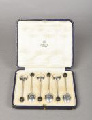A set of six silver coffee bean spoons, hallmarked Birmingham 1933,